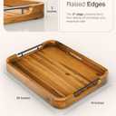 TIDITA 20"x14" Wooden Large Ottoman Tray, Serving Tray with Metal Handles