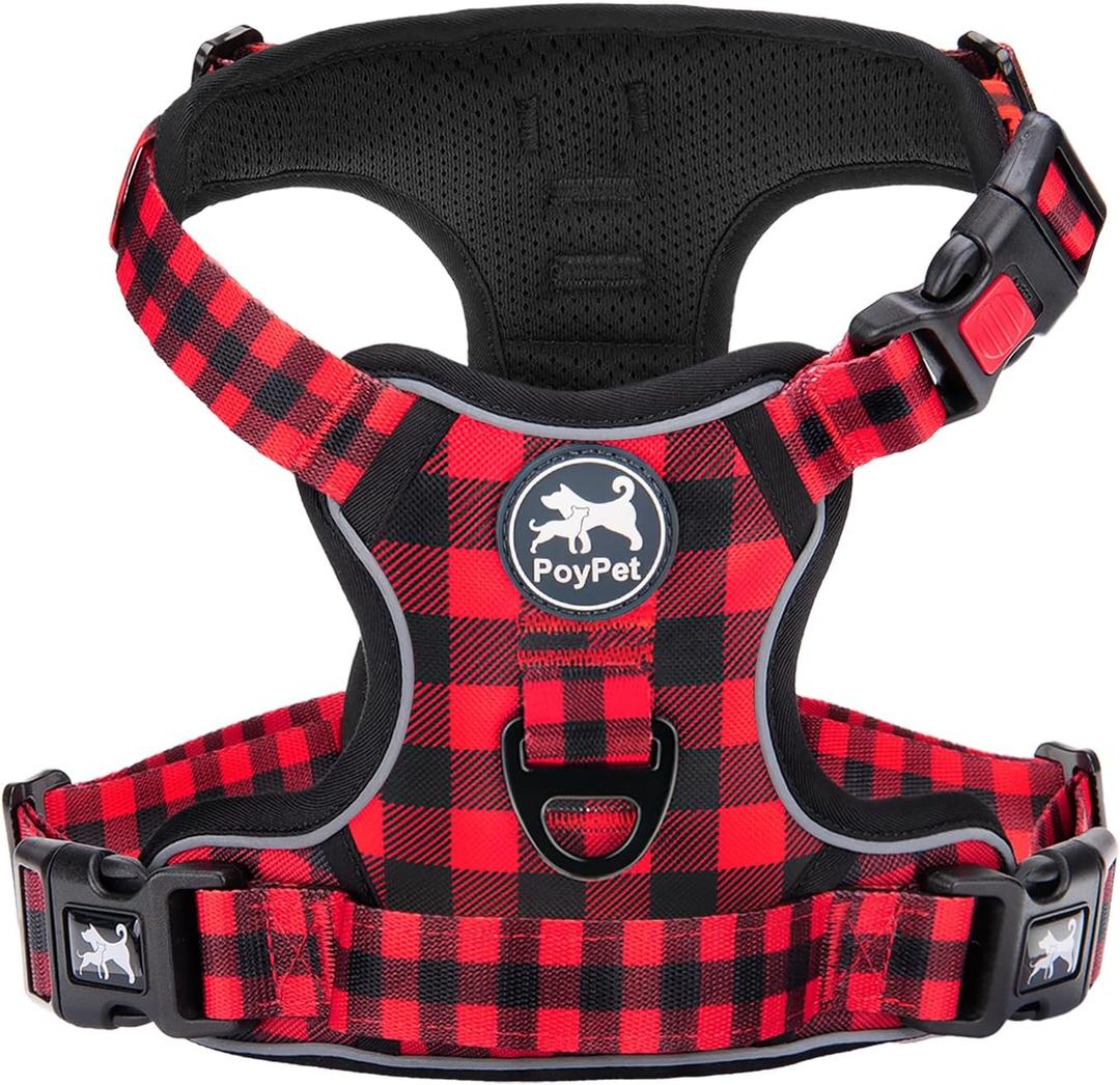 PoyPet Dog Harness, Dog Chest Collar, Nighttime Reflective Material, Pulling Prevention, Coughing Reduction, Adjustable Size, Breathable, Easy to Put On and Take Off, Elderly Dog Care, Training Small