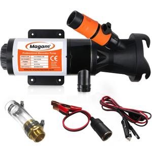 RV Macerator Pump 12V,12GPM Suction 3.2 feet Lift 10 feet with Garden Hose Discharge Port,Quick Release Sewage Pump with Fresh Water Rinse and Manual Crushing Function,for Boat Marine RV Campe