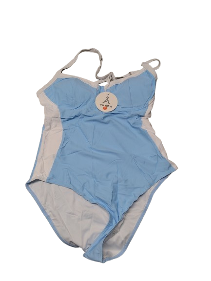 ANRABESS Women One Piece Swimsuit Backless Full Coverage Ribbed Adjustable Strap Bathing Suit Beach Vacation Clothes Swimwear Blue L