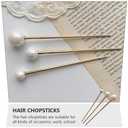 Metal Pearl Chopsticks Hair Sticks Set - 3 Pcs Chinese Hair Pins Clips for Women