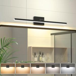 VOLISUN Modern Bathroom Vanity Light 31.5 inch, Rotatable, 18W Dimmable 5CCT Led Bathroom Light Fixture Over Mirror, Black Bar Vanity Light for Bathroom Mirror Cabinets-ETL Certificated