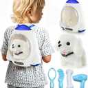 WorWoder Electronic Interactive Plush Puppy - Battery Operated Mechanical Walking Little Pet Dog with a Cute Bag, Barking, Tail Wagging, Stretching Companion Animal for Toddlers & Kids