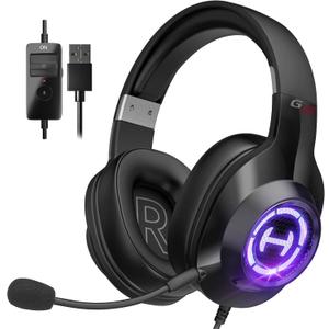 Edifier G2II Gaming Headset for PC PS4 USB Wired Gaming Headphones with 7.1 Surround Sound with Noise Canceling Microphone and RGB Light 50mm Driver Compatible with Mac Desktop PC Black