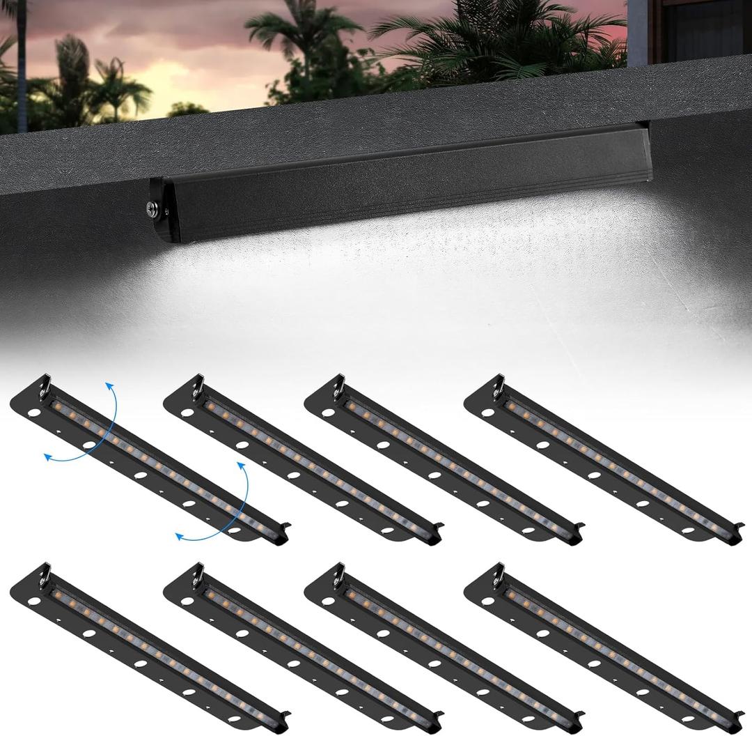 8-Packs 5W 12inch LED Hardscape Paver Lighting,12V AC/DC Low Voltage Retaining Wall Lights,Landscape Lighting,5000K Daylight White Outdoor Step Light,50,000 Hours Lifespan-Black
