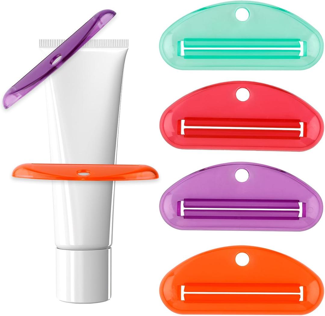 8pcs Toothpaste Squeezer, Plastic Toothpaste Tube Roller Squeezer Assorted Colors Tooth Paste Clip Holder Tool for Bathroom Home Use (Color 1)