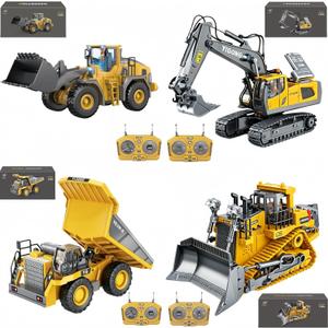 2.4GHz Remote Control Construction Vehicles Set, RC Excavator Dump Truck Loader Bulldozer with Lights and Sound Effects