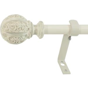 Montevilla Leaf Ball Curtain Rod, 48-86", Distressed Ivory