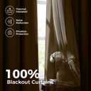 100% Blackout Curtains for Bedroom, Double Layer Khaki Curtains, Black Out Curtain 84 inch Long with Sheer Overlay for Living Room, Room Darkening Window Drapes with Grommet, 52" W x 84" L