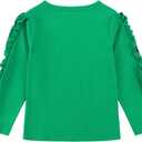 Noomelfish Girls Ruffle Long Sleeve T-Shirts Solid Color Tee Tops Blouse (5-12 Years) (Red, XL)