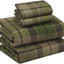 RUVANTI 100% Cotton Flannel Sheets Queen Size, DNA Plaid | Double Brushed, Deep Pockets 16 Inches, All Seasons Breathable & Extra Soft, Warm & Cozy, 3 Piece