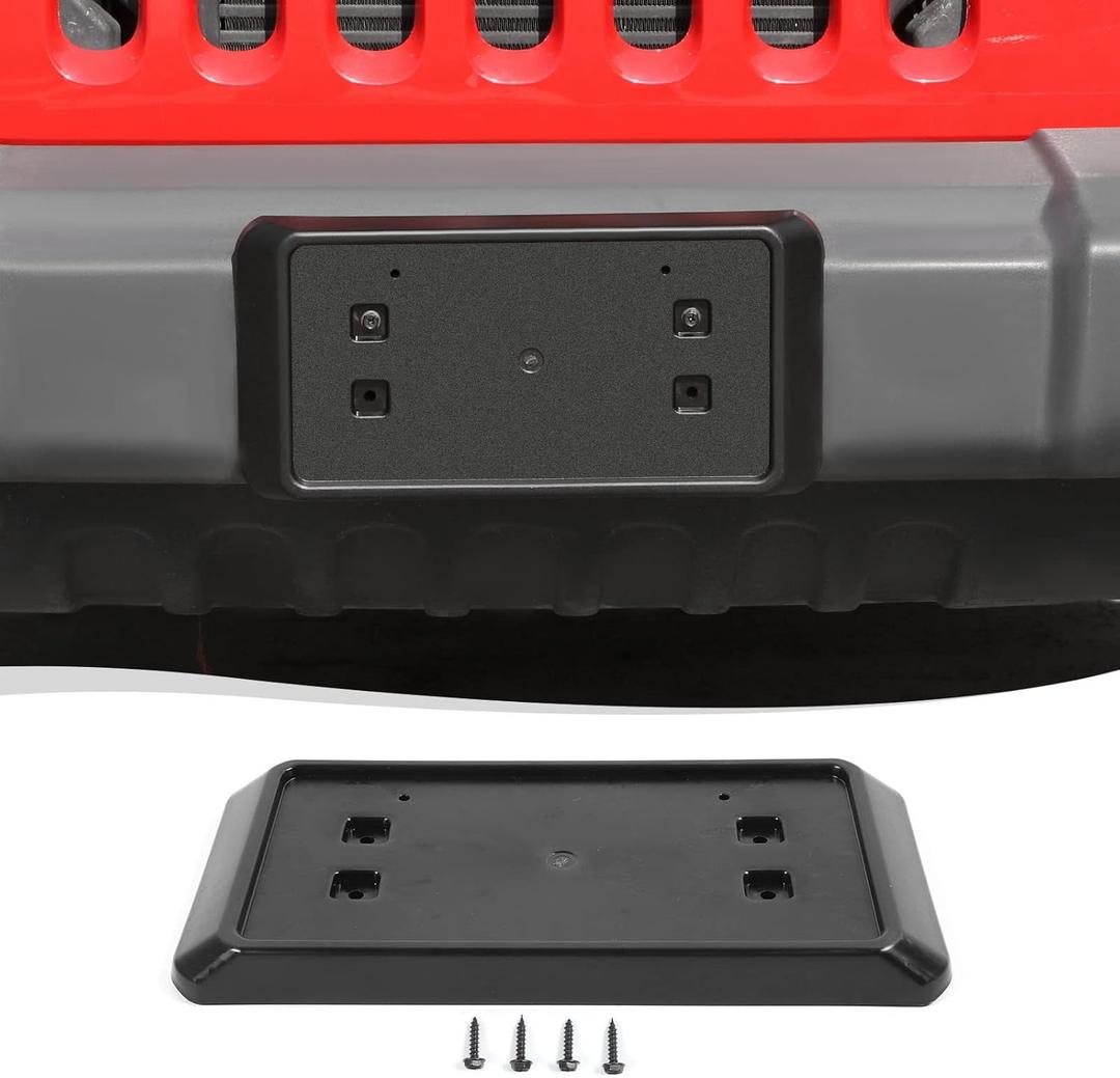 Voodonala for Jeep Wrangler JK JKU Front Plate License Bracket Front License Hanging Kits Compatible with Jeep Wrangler JK JKU 2015-2017