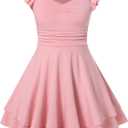 ALISISTER Girls Ruched Dresses Teens Ruffle Flowy Tiered A Line Swing Dress for Girl 7-16Y (Pink, S)