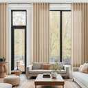 Sand Beige Linen Curtains for Living Room 126 Inches Long Simple Modern Light Filtering Semi Sheer Curtain Back Tab Rustic Home Decor Drapes Floor to Ceiling High Window for Bedroom 52x126, 2 Panels