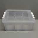 loobuu 17QT Plastic Storage Bins with Lids - 1 Pack Art Craft Supply Organizer Box with Brush Pot for Kids, Stackable Clear Pen Container for Toy/Sewing/Comestic/Tool/Playdoh (1 Pack)