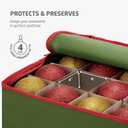 ZOBER Large Christmas Ornament Storage Box - Stores 54 4" Large Ornaments, With Dividers - Ornament Organizer Storage Box, Durable Christmas Containers Holder, Dual Zipper - Green