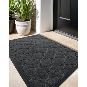 Color&Geometry Outdoor Door Mat 24x36, Grey- Dirt Trapping, Anti Slip, Low Profile, Easy Clean, Heavy Duty Rubber Backing Doormat, Outside Floor Matts and Rugs for House Entrance/Entryway/Entry
