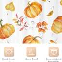 Riyidecor Autumn Fall Shower Curtain 60Wx72H Inch Pumpkin Maple Leaves Farmhouse Rustic Thanksgiving Harvest Orange Farm Plant Botany Bathroom Decor Fabric Polyester Waterproof 12 Pack Hooks