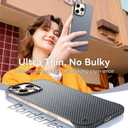 GRECAZO Magnetic Ultra-Thin Frosted Soft Touch Skin Borderless Carbon Fiber Bump Texture for iPhone 16 Pro Max Frameless Case 6.9" Slim Minimalist Lightweight Matte Hard for MagSafe Cover Case-Black