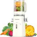 Cold Press Juicer, Zasmira Juicer Machines with Large Feeding Chute, Powerful Slow Juicer with Pulp Seperation, 99.6% Juice Purity, Easy to Clean, White