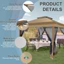 COBIZI 12x12 FT Pop up Gazebo on Clearance Canopy Tent, Carpas para Patio, Easy up Outdoor Canopy Tents with Portable Storage Bag for Backyard, Outdoor Waterproof Gazebos for Garden,Camping, Brown