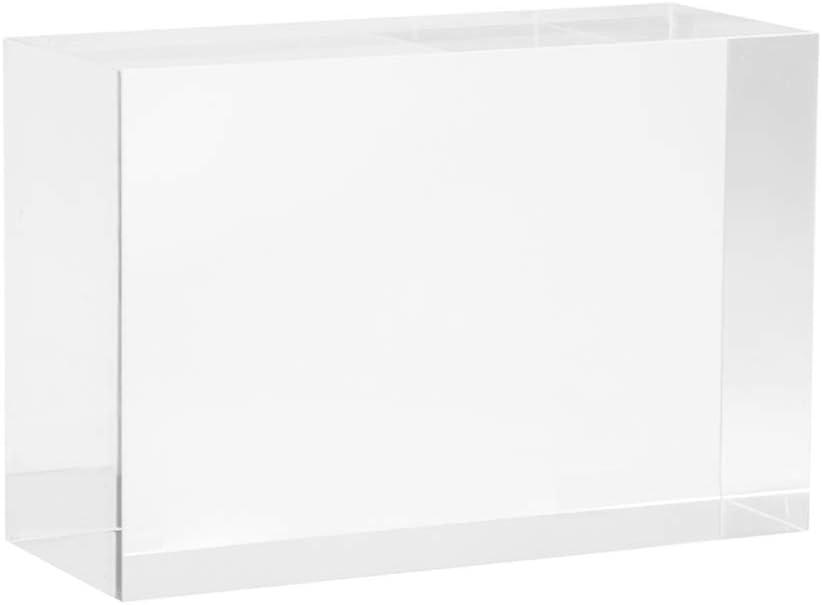 Clear Solid Acrylic Block - 6" x 4" x 2.36" All Diamond Polished Rectangle Clear Acrylic Cube for Display - Plexiglass Lucite Jewellery Block