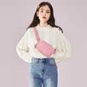 Belt Bag for Women Two-Way Zipper Fanny Pack Crossbody Bags for Women Fashion Waist Packs Cross Body Fanny Pack with Adjustable Strap Gifts for Teen Girls (Pink)