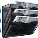 3-Tier Magnetic File Holder - No Drilling Installation File Organizer, Large Capacity Magnetic File Holder for Refrigerator, File Cabinets, Whiteboard, Office, Kitchen