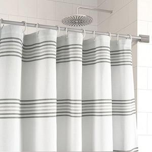 LANE LINEN Waterproof Shower Curtain - 72 x 36 inches Stall Size - All in 1 Linerless Stripped Fabric with Integrated Waterproof Layer - Modern Spa Style Exterior - Durable & Machine Washable - Gray