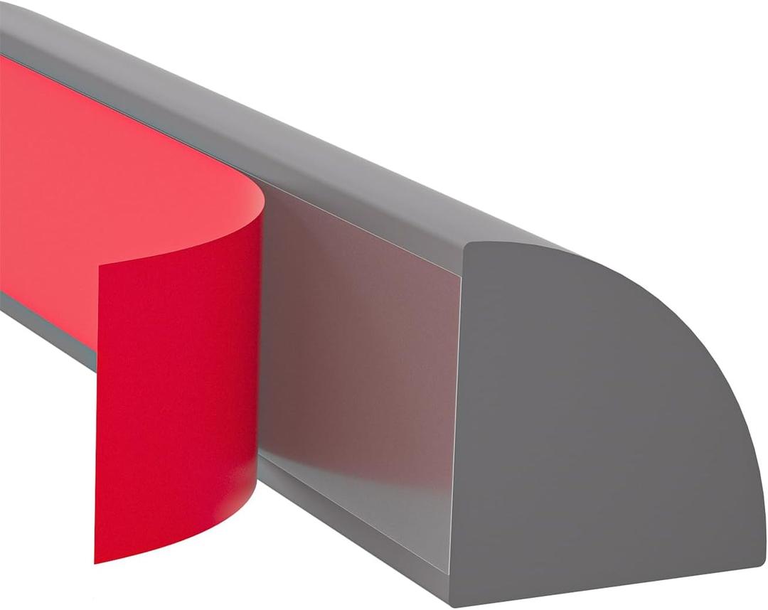Flexible Quarter Round Molding, Peel and Stick Rubber Trim Molding, 155Inch, Gray