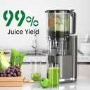 EanOruus Cold Press Juicer, 5.3" Wide Feed Chute Juice Extractor Machine with 400W, High Juice Yield, Slow Masticating Juicer for Whole Vegetables & Fruits, Metallic Silver