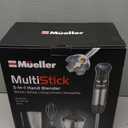Mueller Multistick 5-in-1 Immersion Blender Handheld, 12 Speed Hand Mixer - Turbo Boost, Heaviest Duty Copper Motor, Titanium Blades Hand Blender, Milk Frother Wand, Whisk, Beaker, Chopper, Grey (Gray)