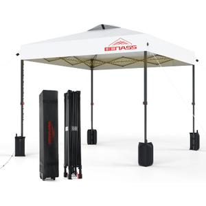 10x10 Pop Up Canopy, Easy Up Canopy Tent, Heavy Duty Tents for Parties, One Person Set Up Event Tent, White