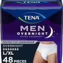 TENA Men Overnight Incontinence Underwear, Extra Coverage L/XL 44-64in 48ct