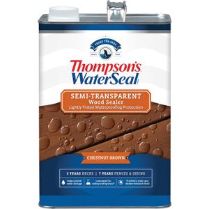 Thompsons WaterSeal Semi-Transparent Waterproofing Wood Stain and Sealer, Chestnut Brown, 1 Gallon