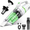AHNR Handheld Vacuum Cordless, 16000PA Powerful Suction Hand Held Vacuum Dust Busters Cordless Rechargeable with LED Light & 2 HEPA Filters, Portable Car Vacuum Cleaner High Power for Car Home Office (White & Green)