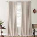 Black Out Curtains 84 Inch Long 2 Panels Set for Bedroom Oatmeal Linen Curtains Light Blocking Thermal Insulated Room Darkening Nursery Curtains With 100% Blackout Coating Warm Taupe 7ft 52x84