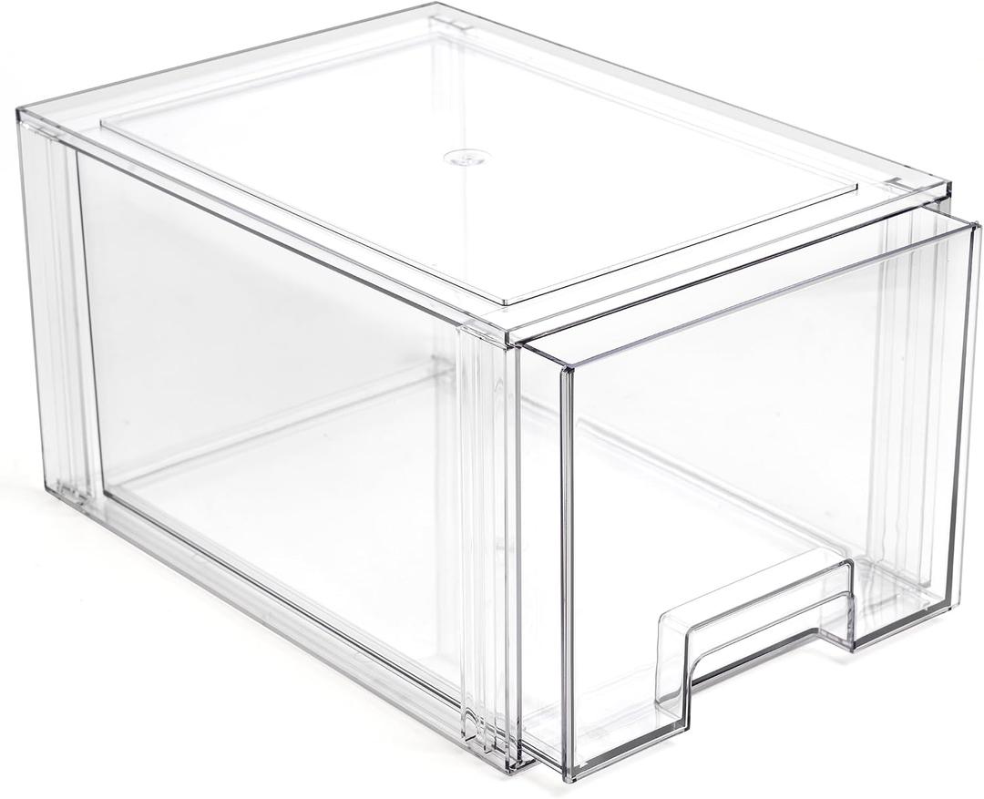 BINO | Stackable Storage Drawers, Tall Large - Clear | THE CRATE COLLECTION | Storage Bins With Drawers | Bathroom Organizers | Under Sink Organizer | Vanity Cabinet Home Organization
