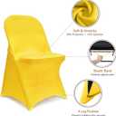 ManMengJi Yellow Folding Chair Covers, Spandex Folding Chair Covers 10 PCS, Banquet Chair Slipcovers for Party, Wedding, Holidays, Celebration