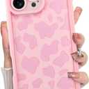 KANGHAR Compatible with iPhone 16 Pro Max Case, Silicone Cow Print Cute Pattern, Camera Protection Shockproof Phone Cover for Girls Women -Pink