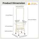 Rolling Laundry Cart with Wheels, Laundry Hamper Basket Organizer with Clothes Hanging Rack, Wire Storage Cloth Shelf Butler, Cream