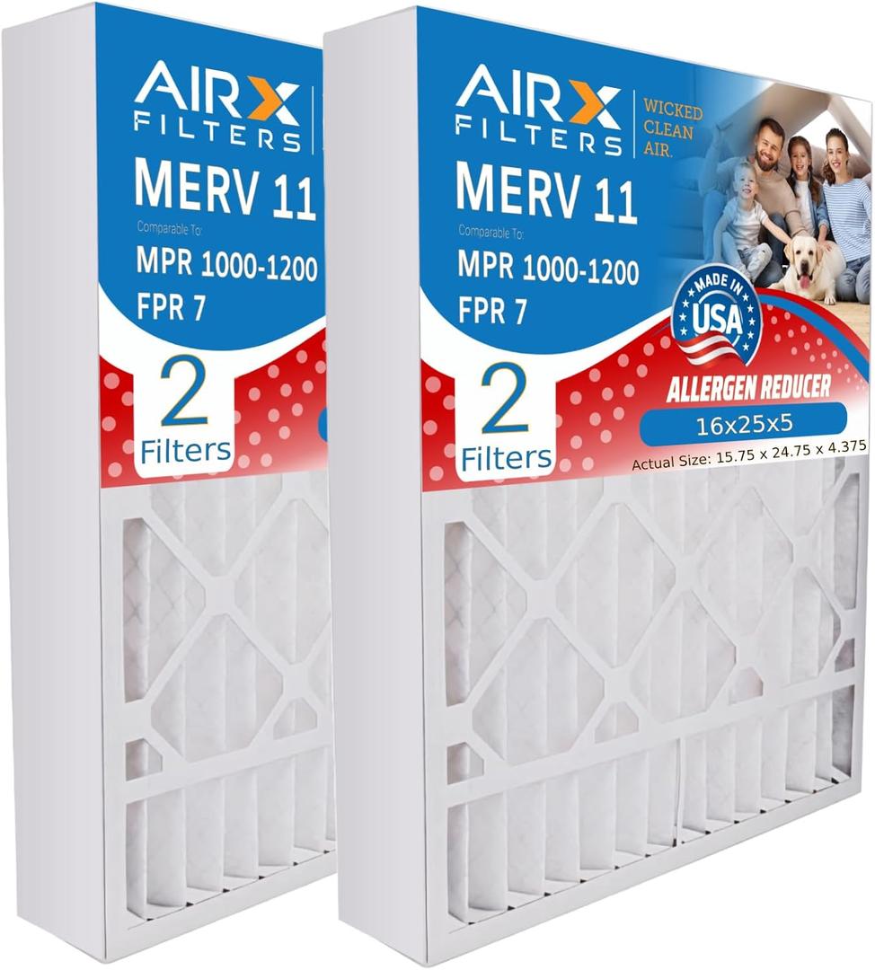 AIRX FILTERS WICKED CLEAN AIR. 16x25x5 Air Filter MERV 11 Compatible with Lennox X6670 Air Filter 2 Pack