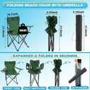 Yuntau Foldable Camping Chair with Umbrella Set of 2 Camp Chairs for Adults Folding Picnic Seat Foldable Lawn Seat for Outdoors Fishing Hiking Travel Picnic Beach Patio(Green,4 Pcs), 31.5 x 19.7 x 21.3 inches