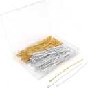 200 Pcs 70mm/2.76 Inch 21 Gauge Straight Eye Pins for Craft Earring Bracelet Necklace Pendant DIY Jewelry Making, Silver & Gold Color