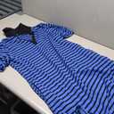 BLENCOT Women's Casual Polo V Neck T Shirt Striped Dress Summer Puff Short Sleeve MIdi Dresses