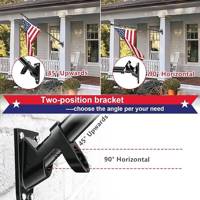 HOOSUN Flag Pole Kit 6 FT,Flag Pole with Bracket,Heavy Stainless Steel Garden Flagpole, Home,Commercial,Outdoor Wall Mounted Flagpole,House Flag Poles for Porch (6 FT, Silver)