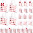 Tinlade 24 Pcs Clear Gift Bag with Handles Bows PVC Plastic Treat Goodie Party Favors Bags for Birthday Holiday Gift, 7.9 x 7.9 x 3.1 Inch(Plaid,Pink and Red)