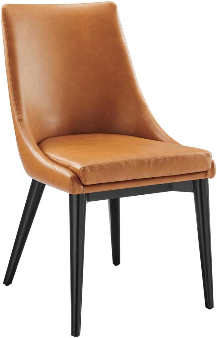 Modway Viscount Mid-Century Modern Faux Leather Upholstered, Dining Chair, Tan
