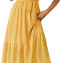 PRETTYGARDEN Women's Summer Floral Boho Maxi Dress Wrap Short Sleeve V Neck Ruffle A-Line Flowy Wedding Guest Long Dresses (Large)