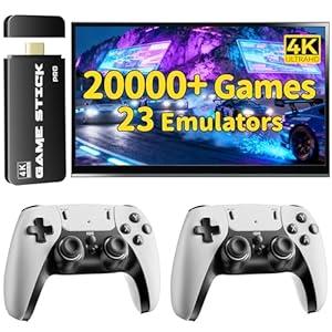 FCHOZY 2026 Upgraded Retro Gaming Console, Nostalgia Game Stick Pro, Classic Video Games with 4K HDMI, 20,000+ Games and 23 Emulators, Upgraded Dual 2.4G Wireless Controllers 64GB
